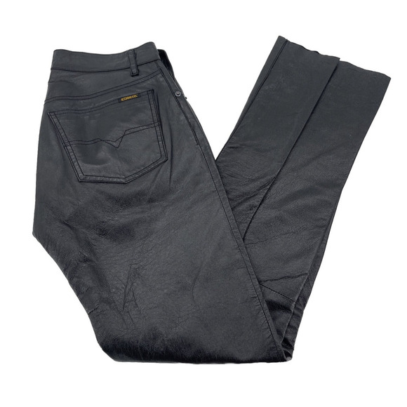 Diesel Leather Pants‎ Womens 27 Black - Picture 1 of 10